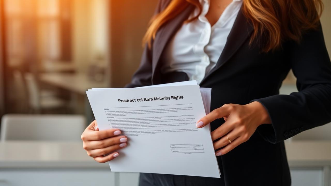 Mulher gestante com documentos de trabalho, representando a proteção da estabilidade provisória